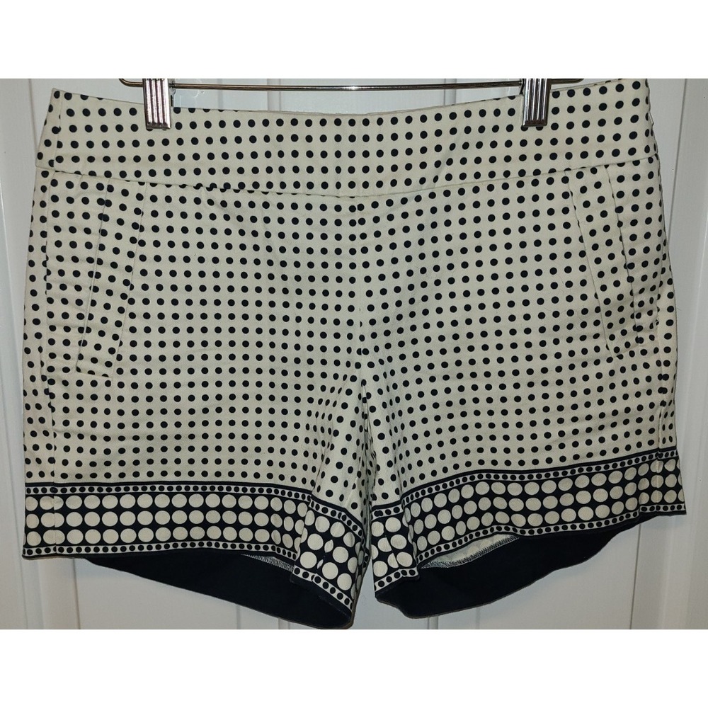 J. Crew Stretch Chino City Fit Women's 4 Cream Navy Polka Dot Short 5" Ins Chic